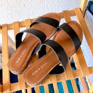 Sun + Stone size 6.5 black sandals